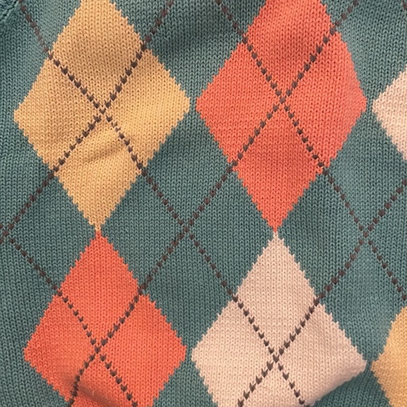 Lady La Mode Sz M Argyle Sweater Vest 100% Cotton Made in USA Vintage - Picture 3 of 6